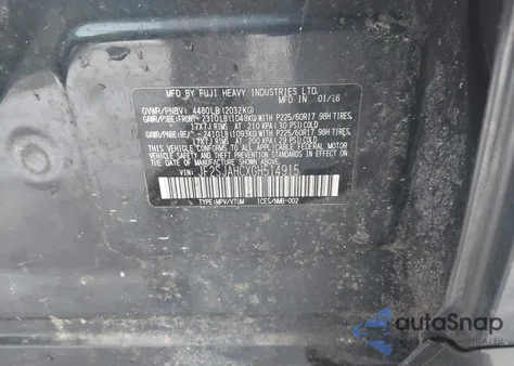 2016 Subaru Forester 2.5I Limited z USA, uszkodzony, nr VIN JF2SJAHCXGH514915